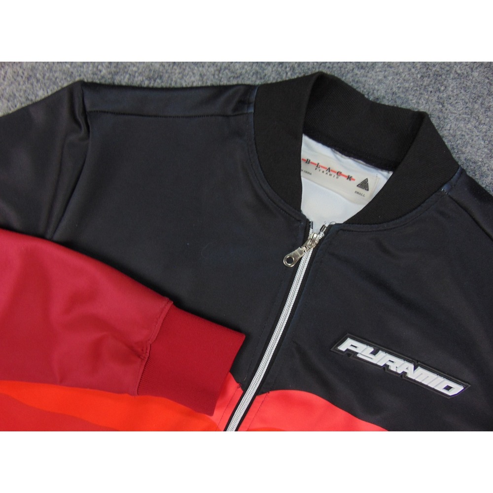 Black Pyramid Track Jacket Mens Small Bomber Black Red Striped Full Zip